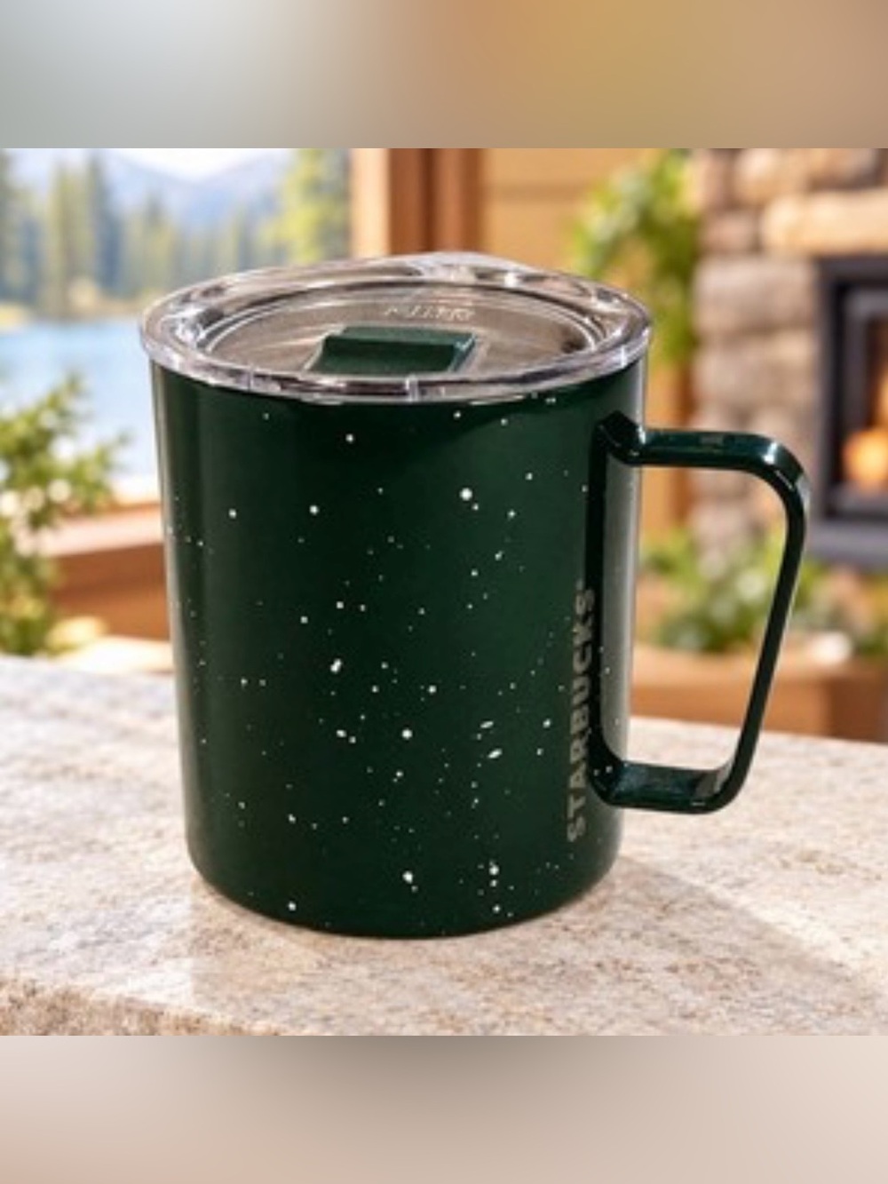 #3408**Starbucks Green Speckle Camp Mug